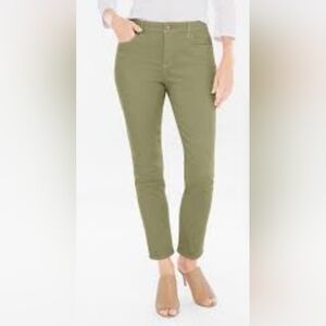 Green Ankle Cropped Jeans with Stretch Fit